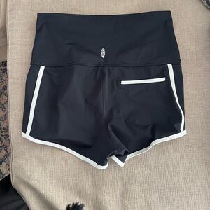 Free People Movement The Way Home Shorts Black White Large Foldover Waist